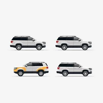 SUV car set vector isolated on white Ilustración de archivo