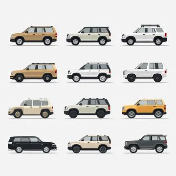 SUV car set vector isolated on white Stock Illustration