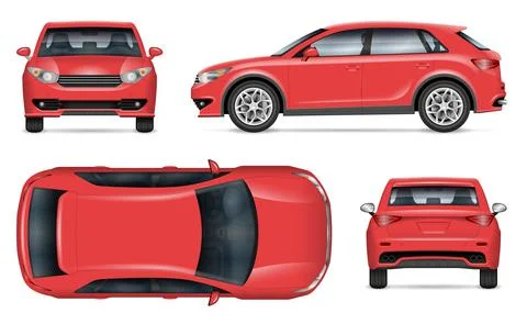 SUV car vector mockup. Isolated vehicle template side, front, back, top view Stock Illustration
