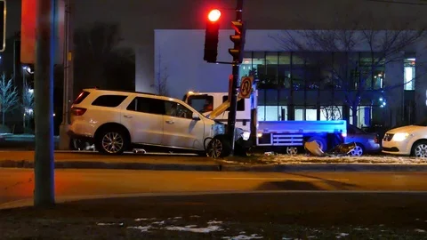 SUV crashed into pole Video stock 101993715