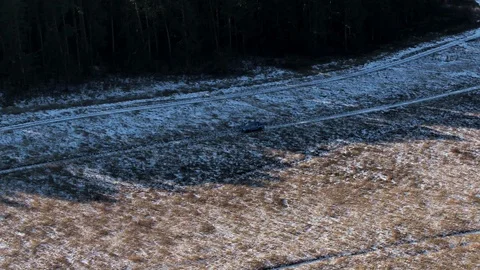 A suv is driving through the field Stock Footage 99251686