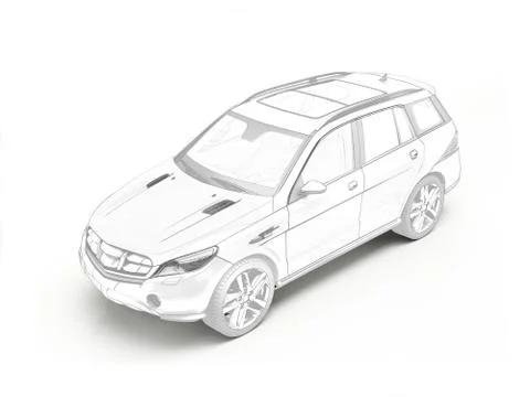Suv generic car stylized 3D rendering. Stock Photos