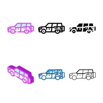 Suv high cross car color icon multistyle vector Stock Illustration