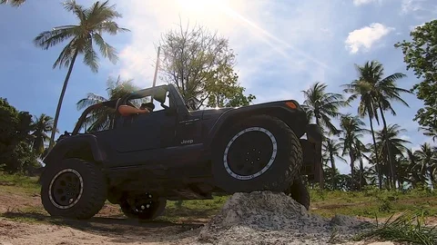 SUV hit a stone Stock Footage 112786792