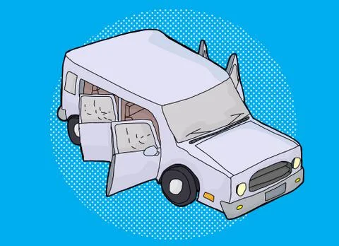 SUV Illustration Over Blue Stock Illustration