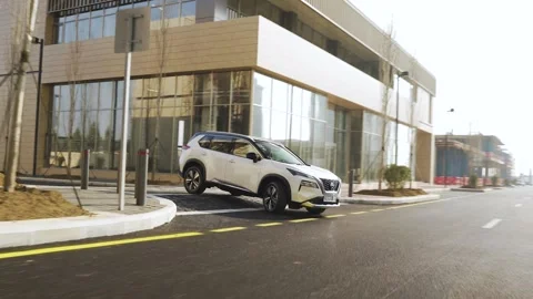 SUV mooving towards the road Stock Footage 236405590