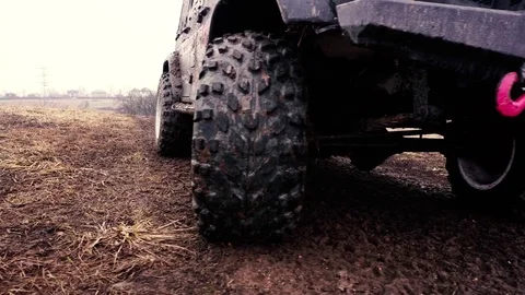 SUV in the mud. Slow motion Stock Footage 74537433