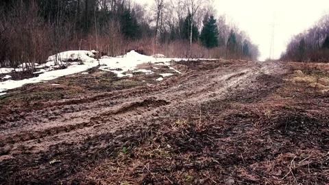 SUV in the mud. Slow motion Stock Footage 74537581