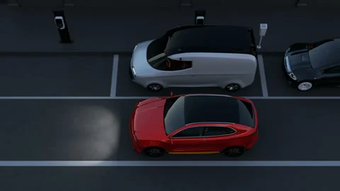 SUV is parallel parking into parking lot at roadside (Graphic elements) Stock Footage 90267890