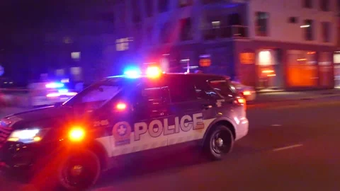 SUV police with lights and sirens Stock Footage 138600264