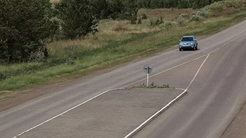 SUV rides on the highway Stock Footage 72971199