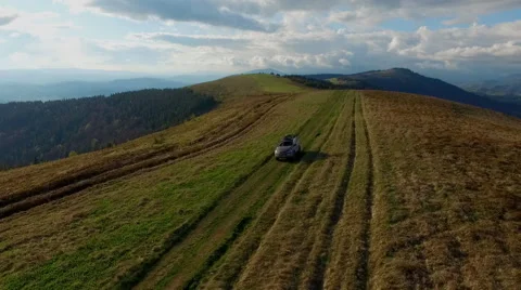 Suv Rides Through the Mountains of the Carpathians. May 2016 Ukraine Video stock 63376718