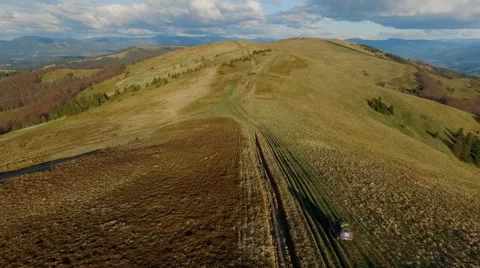 Suv Rides Through the Mountains of the Carpathians. May 2016 Ukraine Video stock 63377938