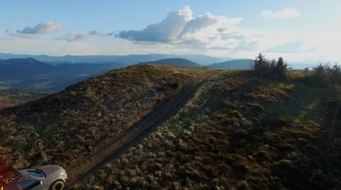 Suv Rides Through the Mountains of the Carpathians. May 2016 Ukraine Stock Footage 63390593