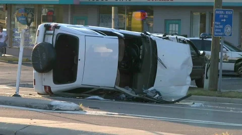 SUV rollover crash Stock Footage 759317
