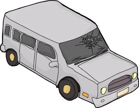 SUV With Shattered Windshield Stock Illustration