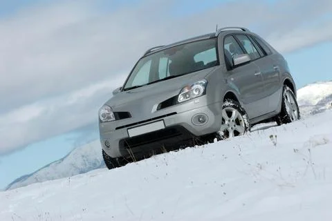 SUV on snow Stock Photos