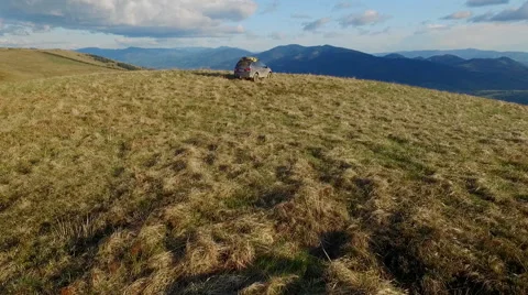 Suv Stands on the Hill Stock Footage 63377377