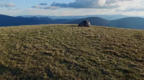 Suv Stands on the Hill Stock Footage 63377446