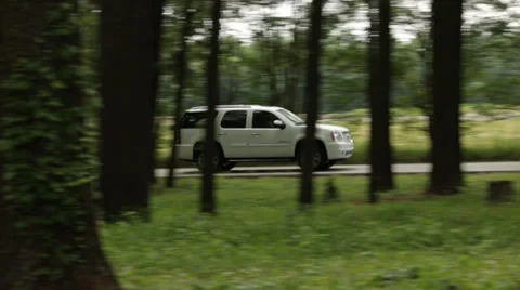 SUV through treeline 스톡 동영상 39483220