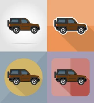 Suv transport flat icons vector illustration Stock Illustration