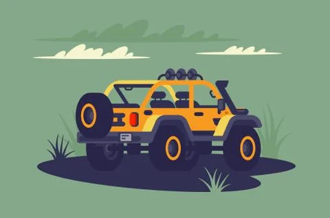 SUV in the wild. Stock Illustration