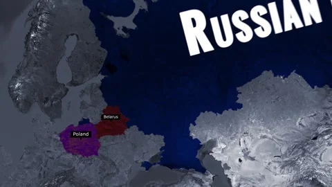 Suwalki Gap map animation revealing Kaliningrad Lithuania Poland and Belaru.. Stock Footage 335921328