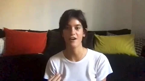 Suzanne Lindon is interviewed online about movie 'Spring Blossom' - 2021 Video stock 158105960