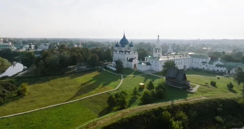 Suzdal Kremlin. Russian city with orthodox churches and monasteries. Aerial 2015 動画素材 292988341