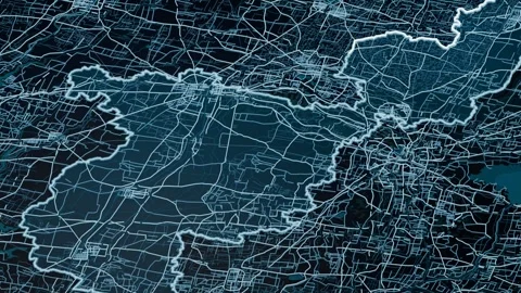 Suzhou China Glowing Digital Map Animation 4K Stock Footage 337786247