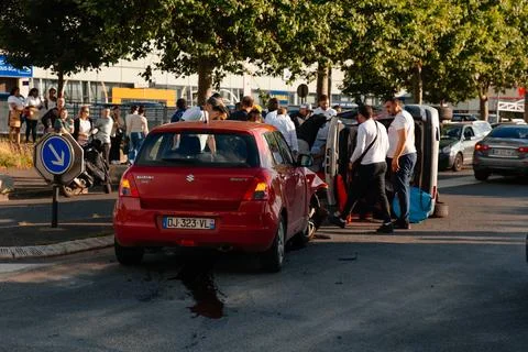 Suzuki car accident at the intersection Stock Photos