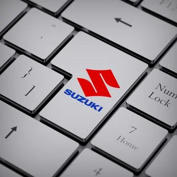 Suzuki logo notebook keycap 3d illustration stock market editorial Stock Photos