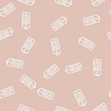 Sv battery line vector seamless pattern 库存插图