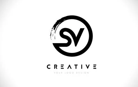 SV Circular Letter Logo with Circle Brush Design and White Background. Stock Illustration
