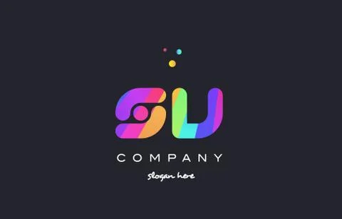 Sv s v  colored rainbow creative colors alphabet letter logo icon Stock Illustration