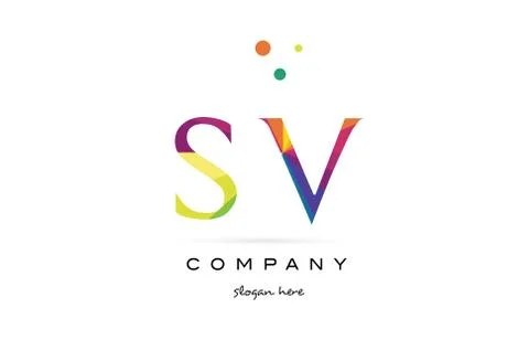 Sv s v  creative rainbow colors alphabet letter logo icon Illustrazione stock