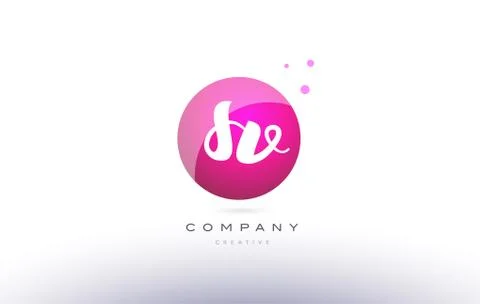 Sv s v  sphere pink 3d hand written alphabet letter logo Stock Illustration