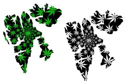 Svalbard - map is designed cannabis leaf Stock Illustration