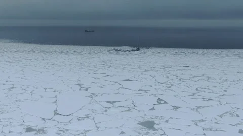 Svarbard drone view over the glacier on the way back to the sailing ship Stock Footage 278451530