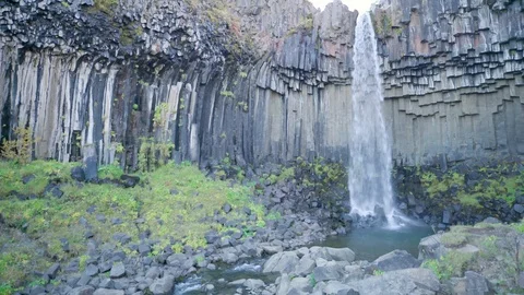 Svartifoss Waterfall Stock Footage 101212572