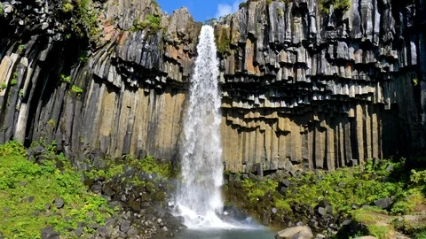 Svartifoss Waterfall Stock Footage 124267278