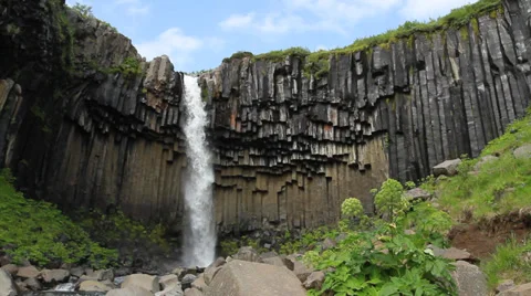 Svartifoss, Waterfall in Iceland Stock Footage