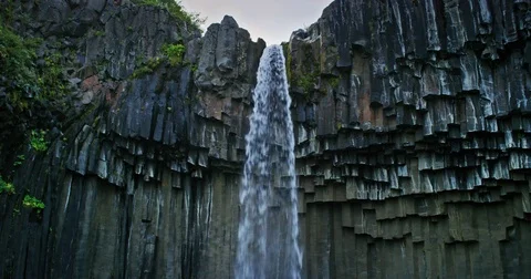 Svartifoss Waterfall in Iceland Stock Footage 80439351