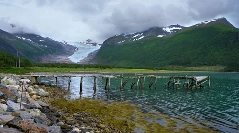 Svartisen Glacier in Norway Stock Footage