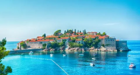 Sveti Stefan hotel island Stock Photos