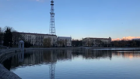 Svisloch river in Minsk, Belarus Stock Footage 105400524