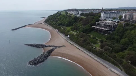 SW facing view of Folkestone, Kent Stock Footage 241610019
