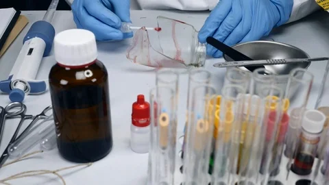 Swabs with blood sample to be analyzed in the laboratory Video stock 107676969