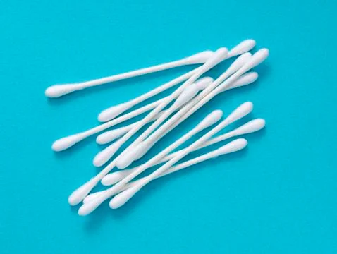 Swabs on a blue background Stock Photos