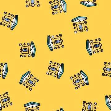 Swag bag virtual conference vector seamless pattern Illustrazione stock